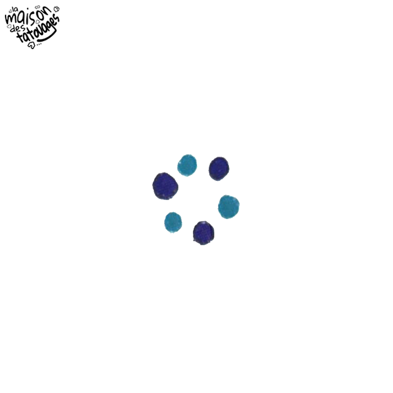 Tatouage éphémère coloré motif points bleus