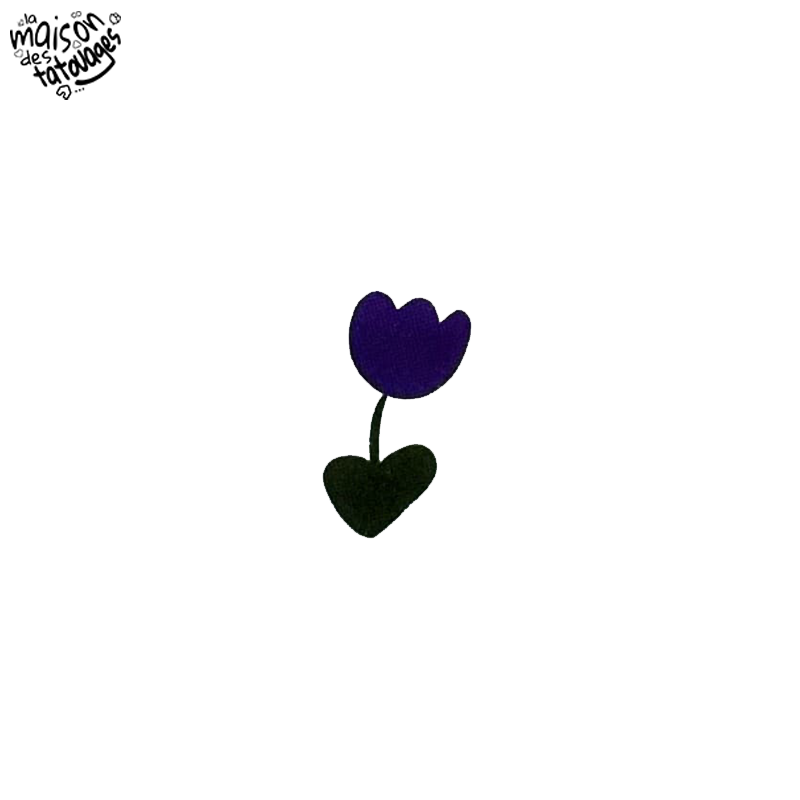 Tatouage éphémère coloré motif fleur cœur violet