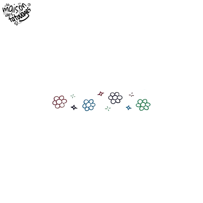 Tatouage éphémère coloré motif fleurs et étoiles