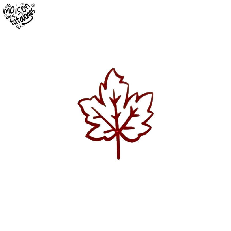 Tatouage éphémère coloré motif feuille rouge