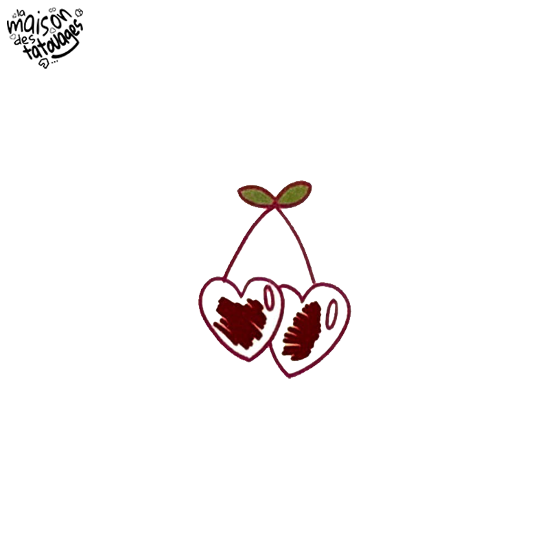 Tatouage éphémère coloré motif cerises cœur