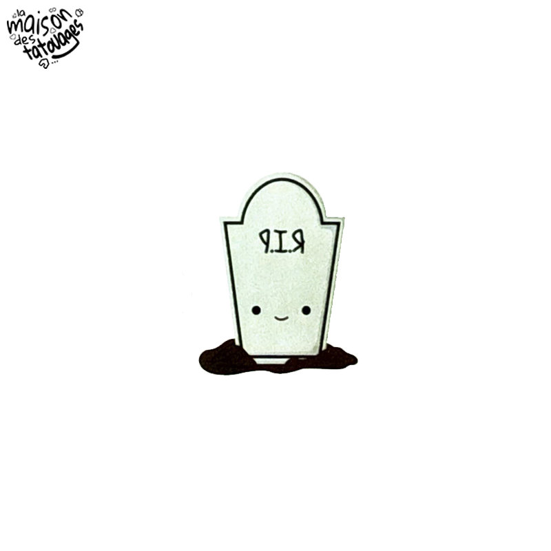 Tatouage éphémère Halloween coloré motif tombe mignonne