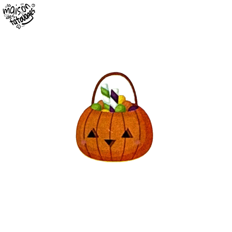 Tatouage éphémère Halloween coloré motif citrouille à bonbons