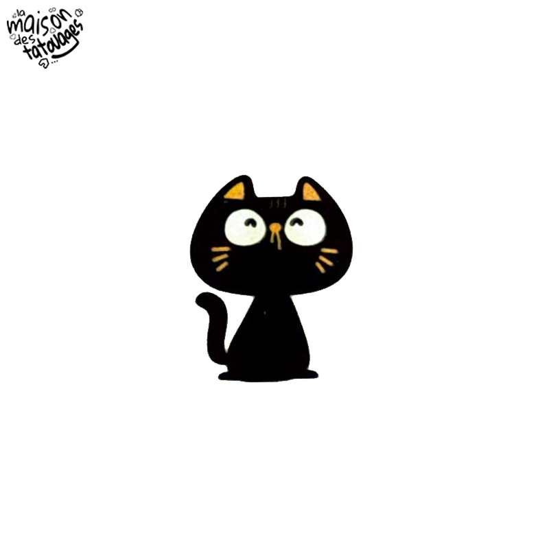 Tatouage éphémère Halloween coloré motif chat noir