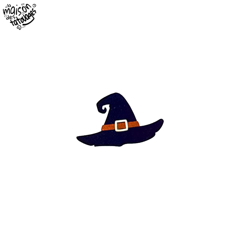 Tatouage éphémère Halloween coloré motif chapeau de sorcière