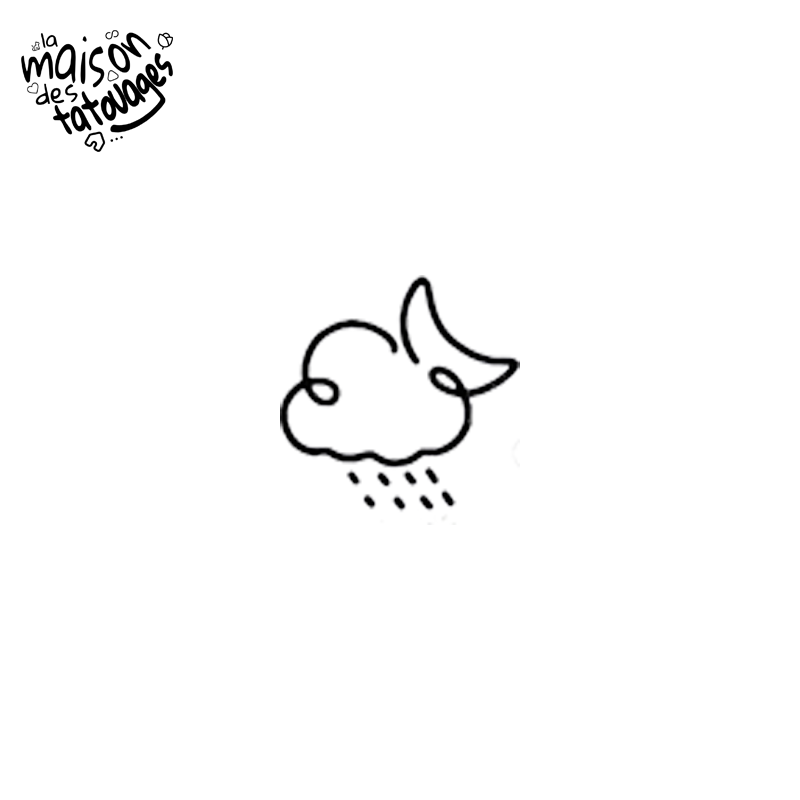 Tatouage éphémère nuage de pluie incorporant une lune