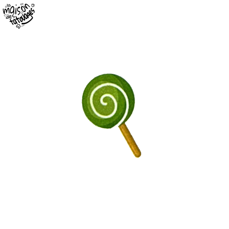 Tatouage éphémère Halloween coloré motif sucette spirale verte