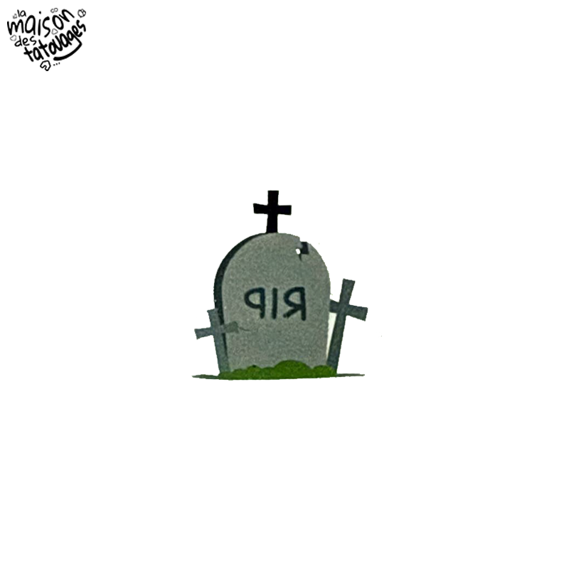 Tatouage éphémère Halloween coloré motif tombe