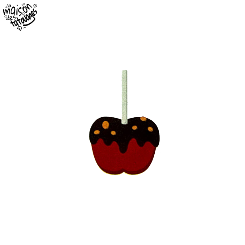 Tatouage éphémère Halloween coloré motif pomme d'amour délice ensorcelé