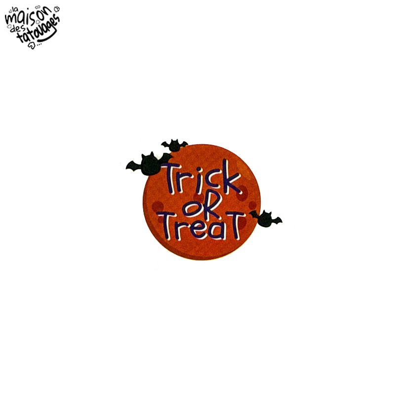 Tatouage éphémère Halloween coloré motif trick or treat