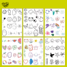 Tatouage éphémère enfant motifs fleurs, cœur et animaux - 6 planches