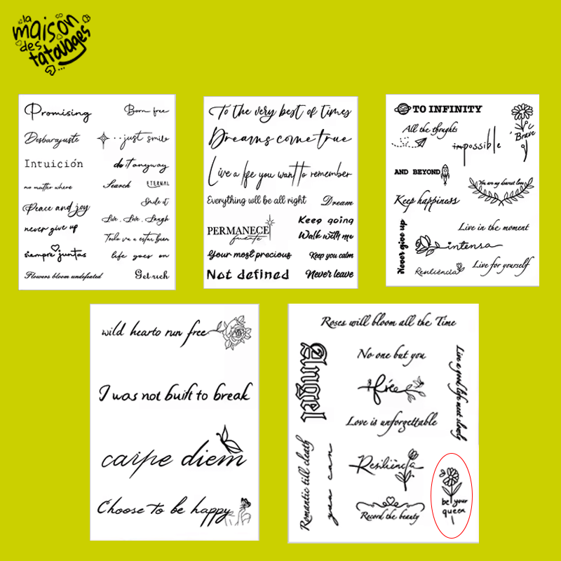 Tatouage éphémère : fleur et message