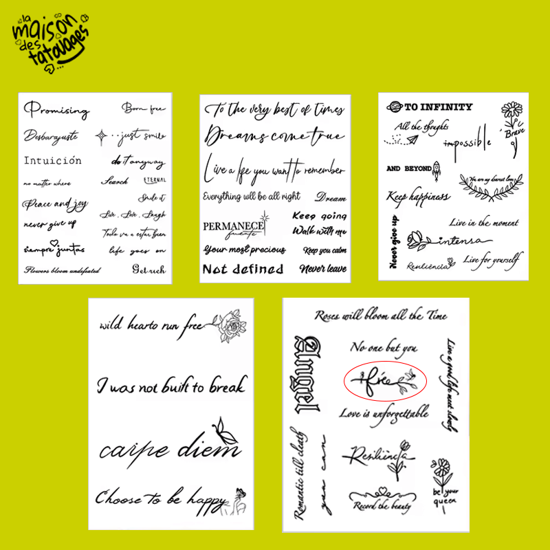 Tatouage éphémère écriture : free