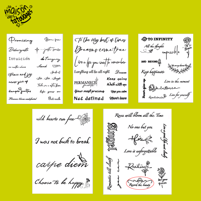 Tatouage éphémère écriture : record the beauty