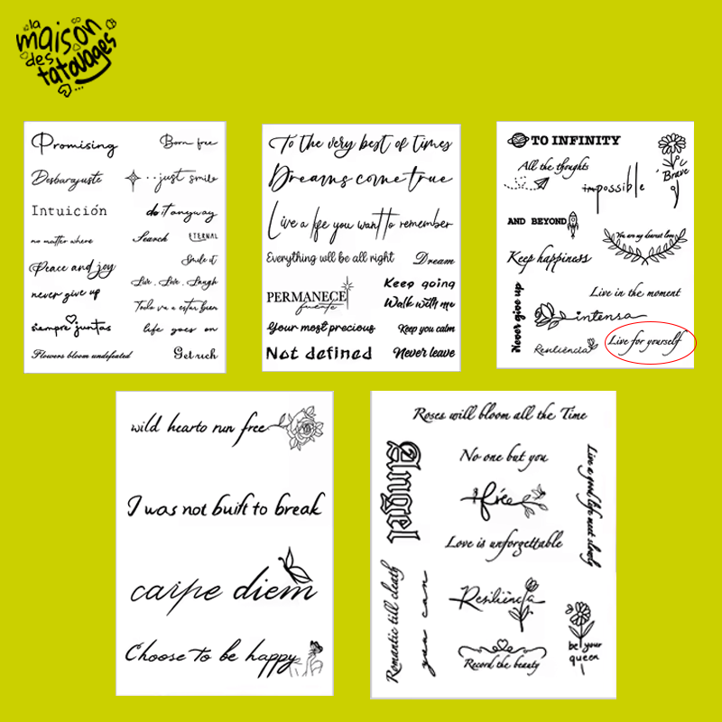 Tatouage éphémère écriture : live for yourself