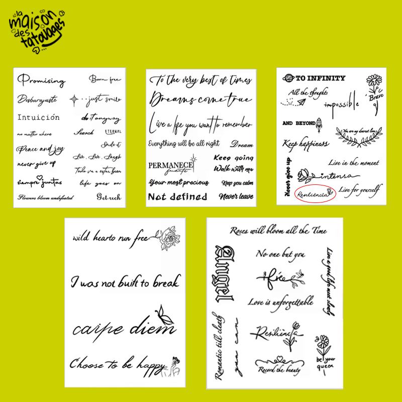 Tatouage éphémère écriture : resiliência