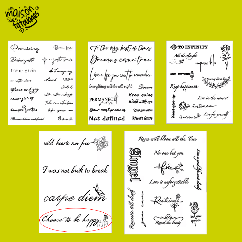 Tatouage éphémère écriture : choose to be happy