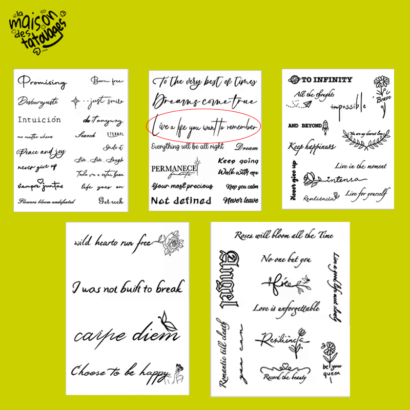 Tatouage éphémère écriture : live a life you want to remember