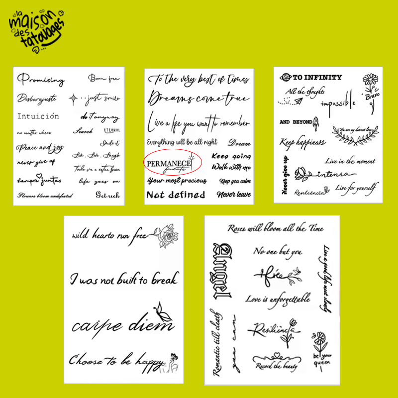 Tatouage éphémère écriture : permanece fuerte