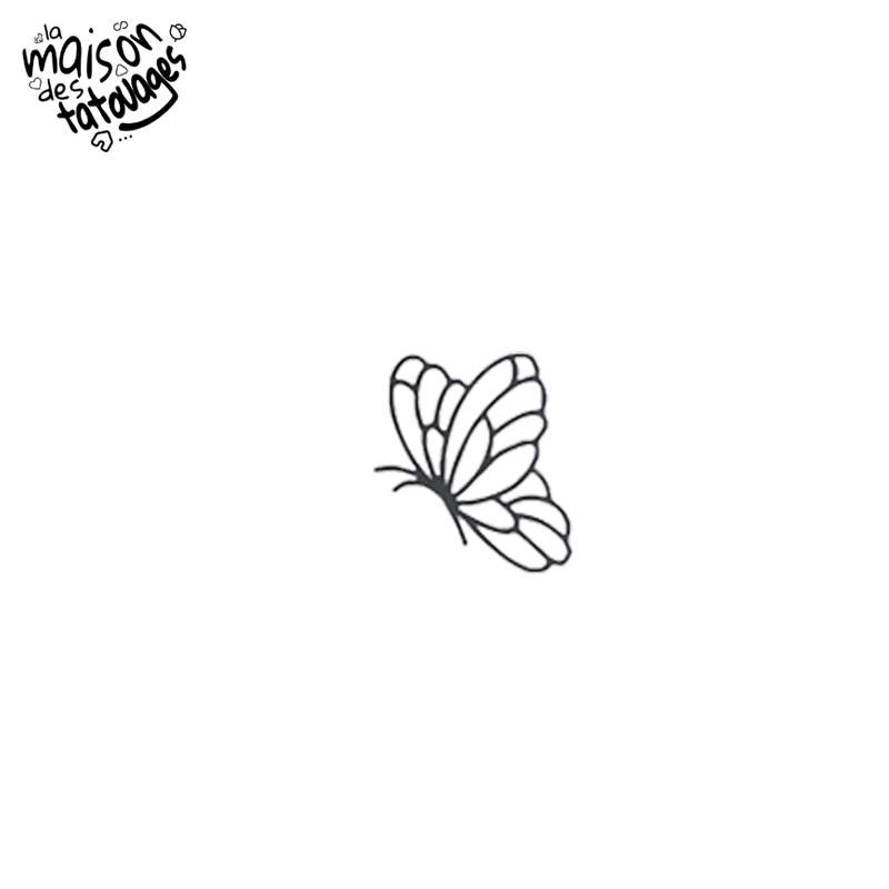 Tatouage éphémère papillon minimaliste de coté