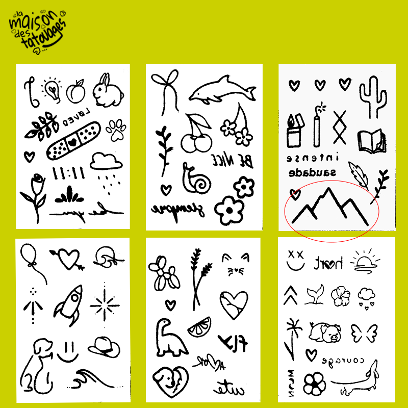 Tatouages éphémères fins : montagnes