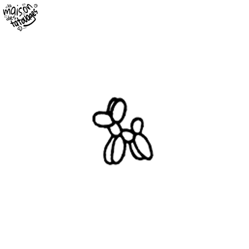 Tatouages éphémères fins : ballon chien