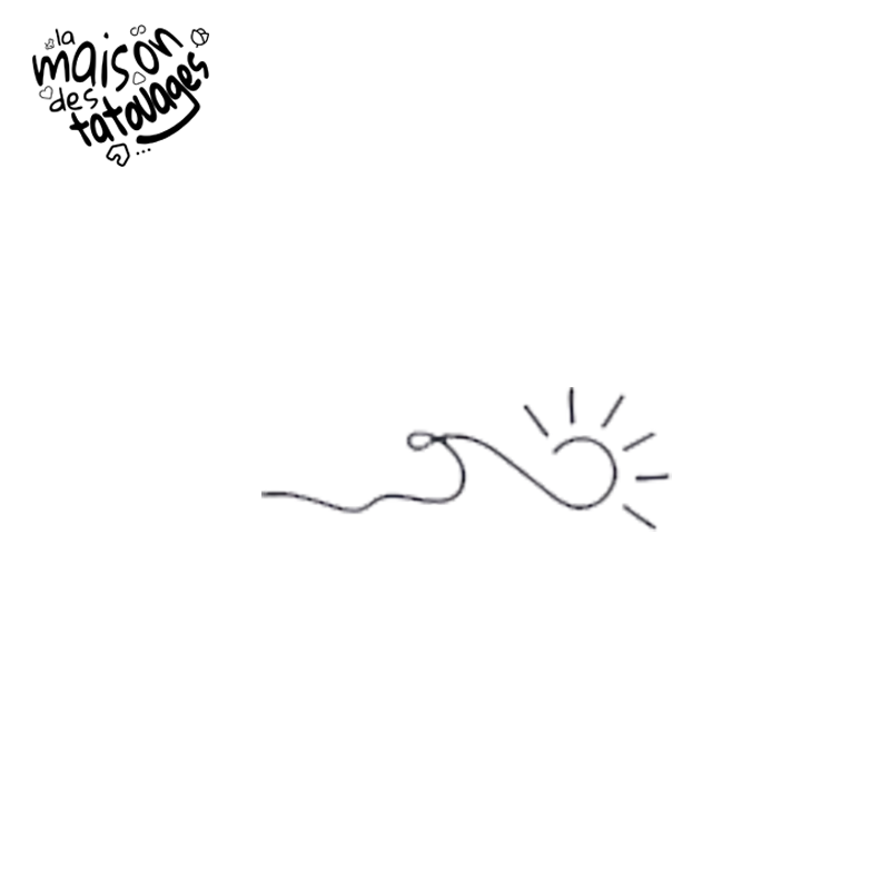 Tatouage éphémère soleil, vagues