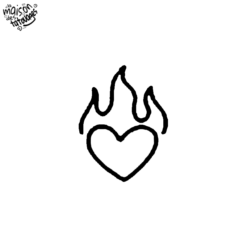 Tatouage éphémère cœur enflammé