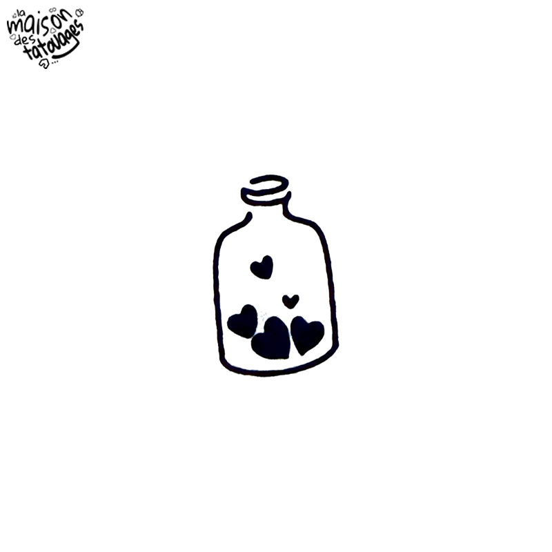 Tatouage éphémère bouteille à cœur