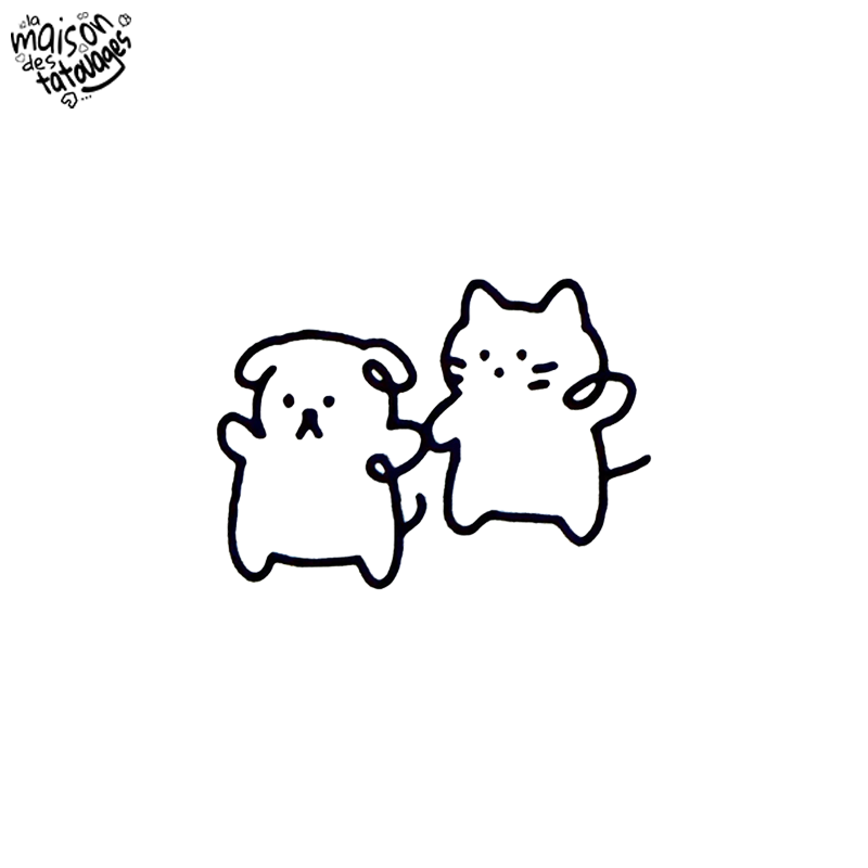 Tatouage éphémère motifs chien et chat