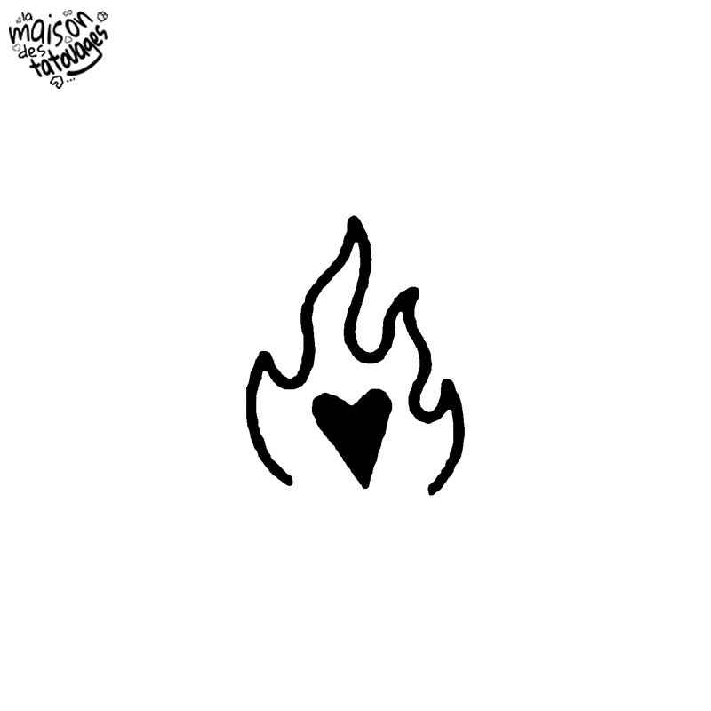 Tatouage éphémère motif cœur en feu