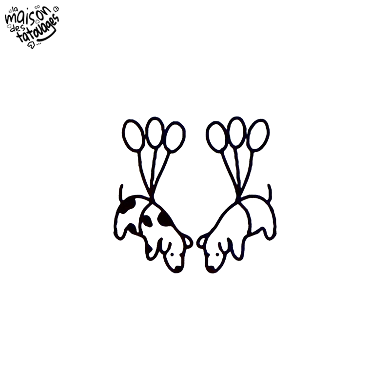 Tatouage éphémère motif chiens volants