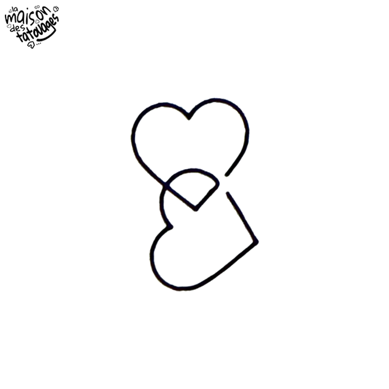 Tatouage éphémère motif double cœurs haut et bas