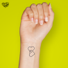 Tatouage éphémère motif double cœurs haut et bas