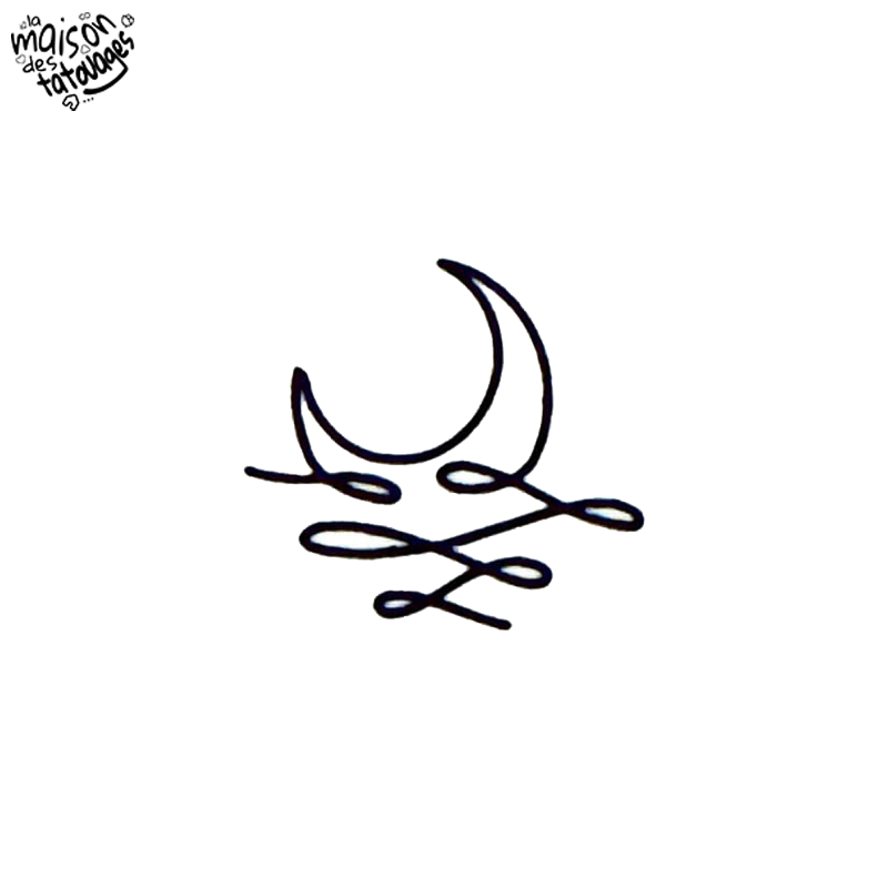 Tatouage éphémère motif lune sur l'eau