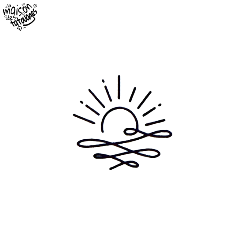 Tatouage éphémère motif soleil sur l'eau