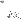 Tatouage éphémère motif vague et coucher de soleil