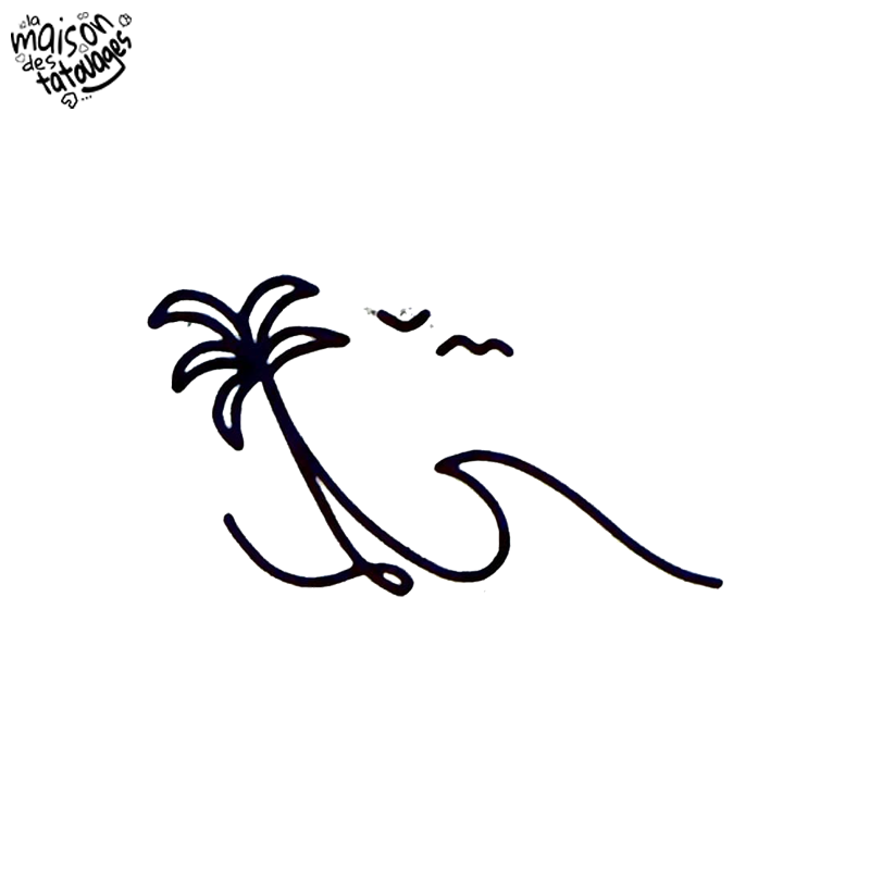 Tatouage éphémère motif vague et palmier