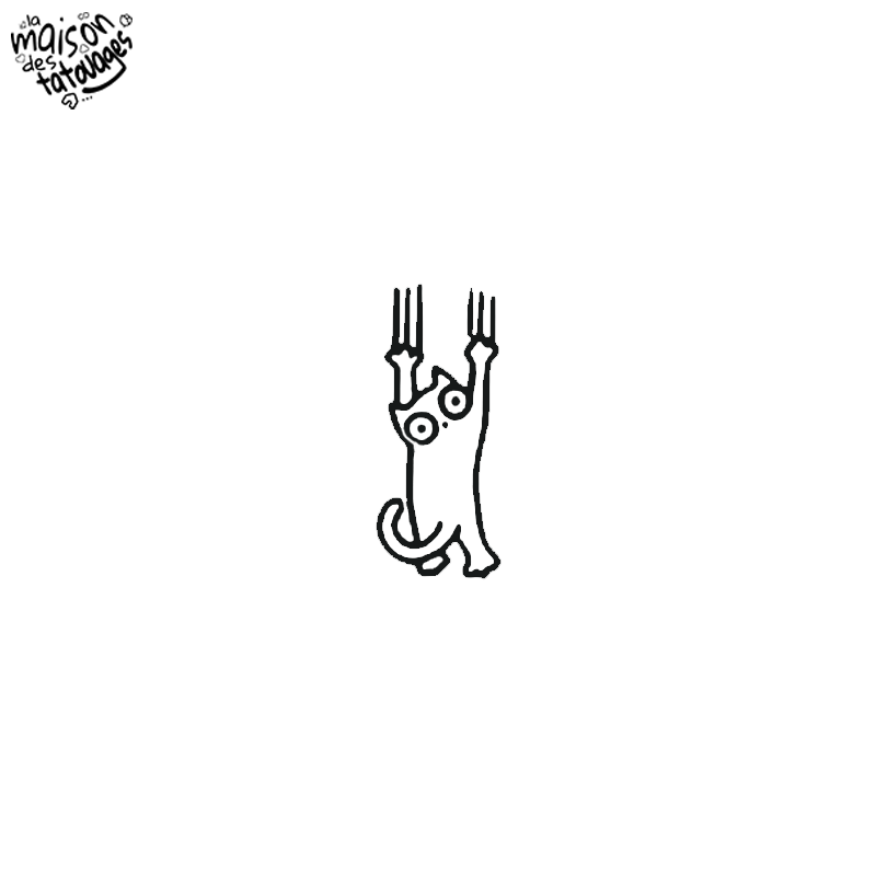 Tatouage éphémère motif chat suspendu