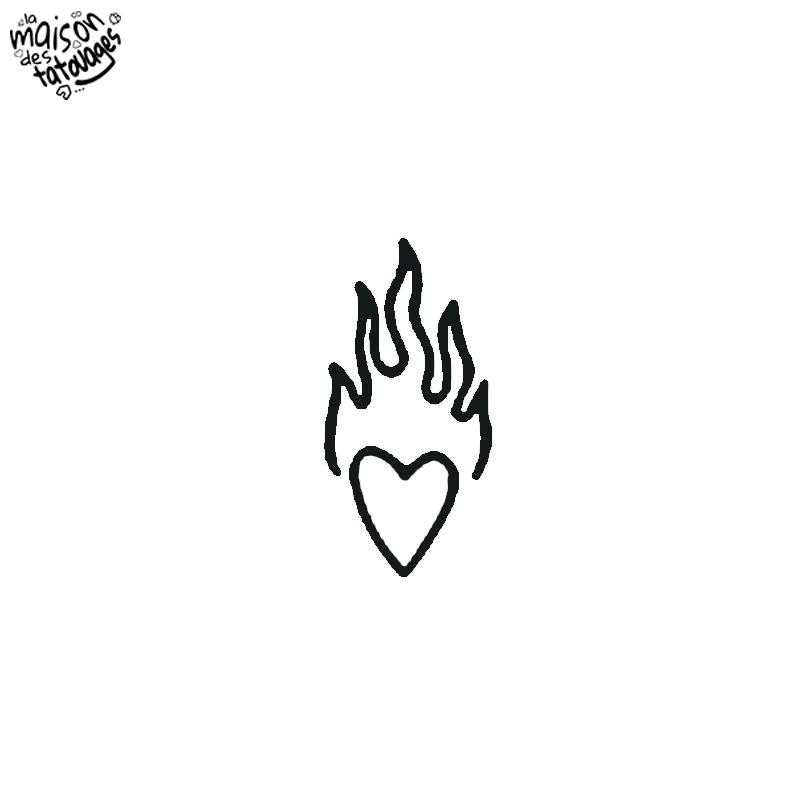 Tatouage éphémère motif cœur en feu