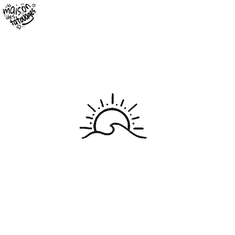 Tatouage éphémère motif vague et soleil