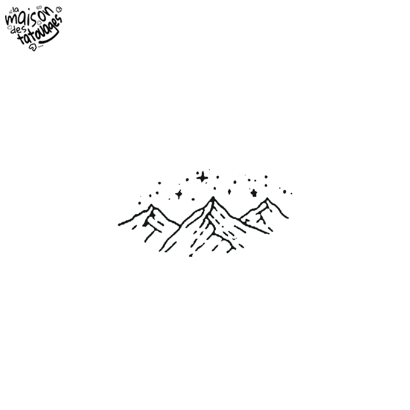 Tatouage éphémère motif montagnes sous les étoiles