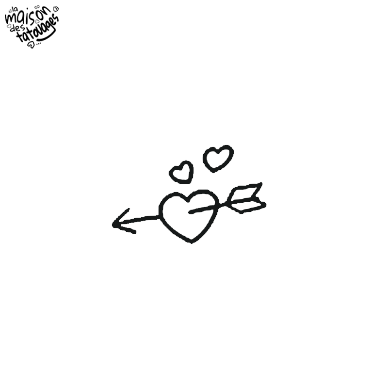 Tatouage éphémère motif  cœur flèche et émois